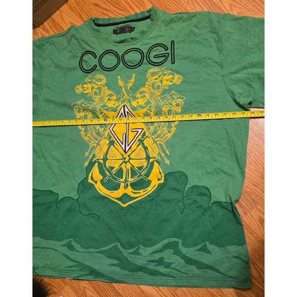 Coogi Mens Graphic T-Shirt 4XL Green Yellow Dragon Nautical Design Short Sleeve - Picture 6 of 10